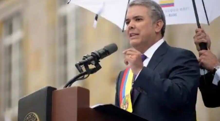 A helicopter carrying Colombia's President Ivan Duque and others was struck by multiple bullets in an attack on Friday, he said in a video message.