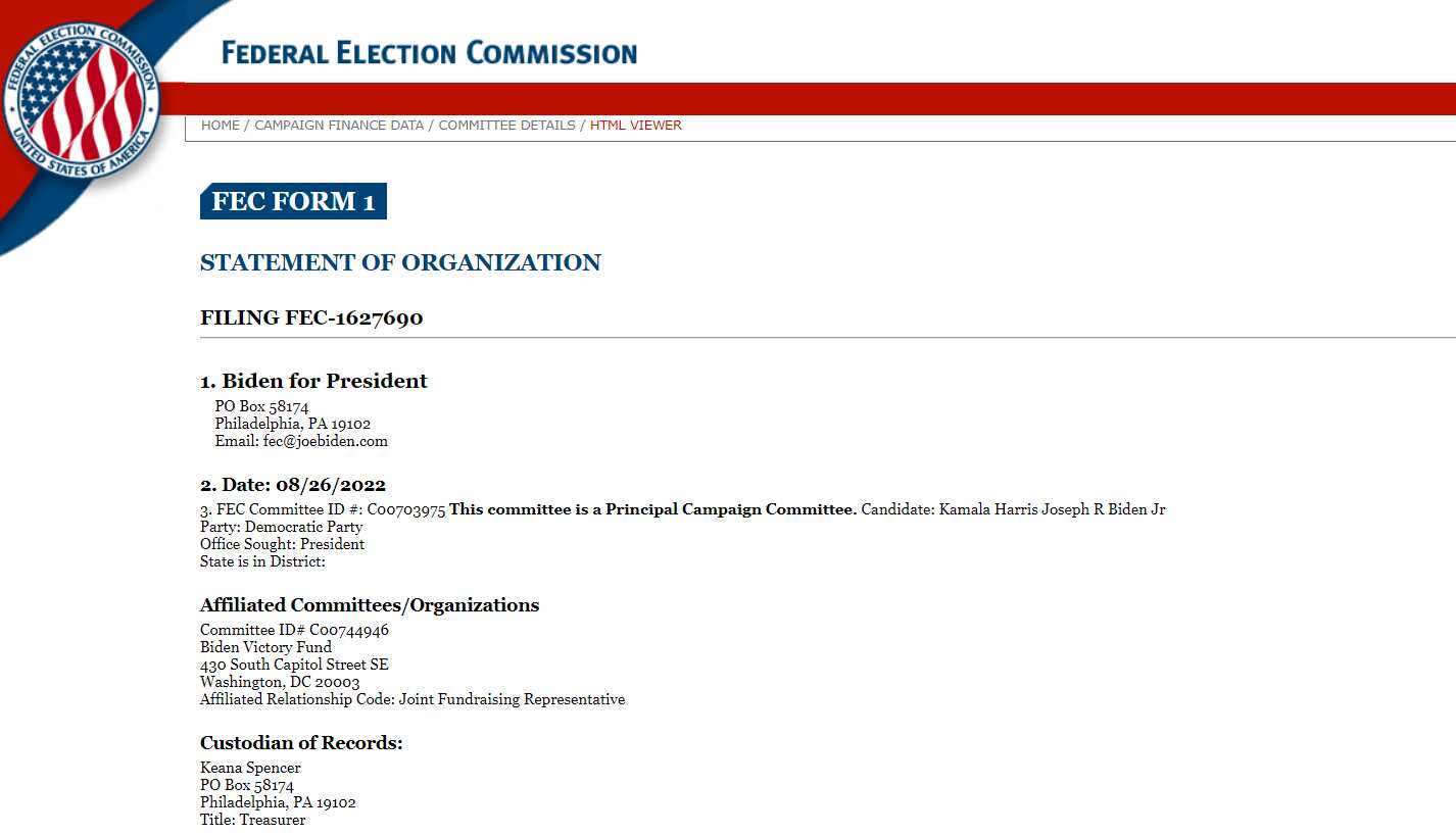Joe Biden's filing