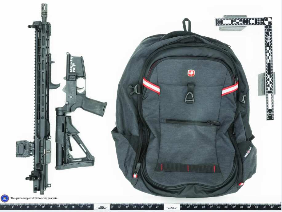 Thomas Crooks’ rifle broken down as was likely done for transport and the backpack recovered onsite