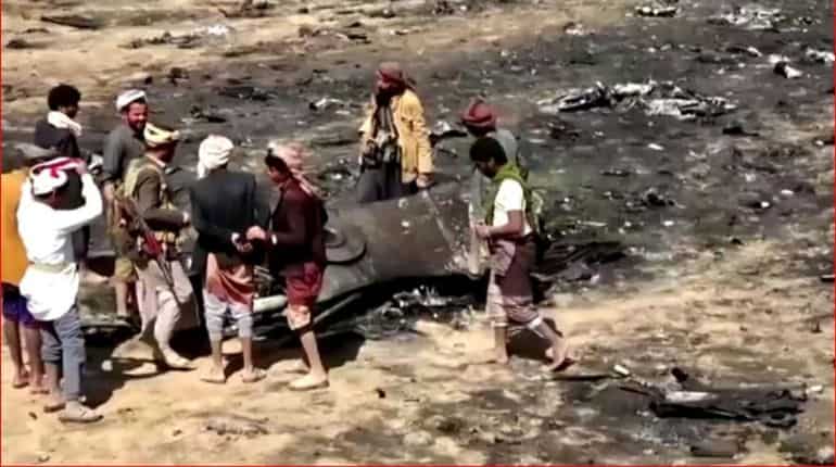 wreckage yemen air strike