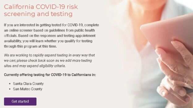 coronavirus testing website