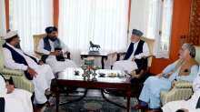 Abdullah Abdullah and Hamid Karzai meet acting Taliban governor for Kabul, Abdul Rahman Mansoor.