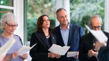 US Vice President Kamala Harris, second gentleman Doug Emhoff along with their family