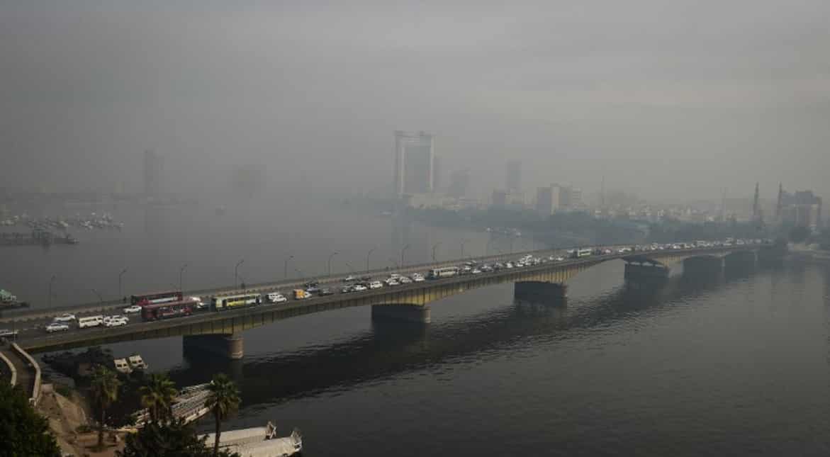 Cairo's covered with fumes because of cars, industrial pollutants, construction work dust and the burning of rice straw by farmers.