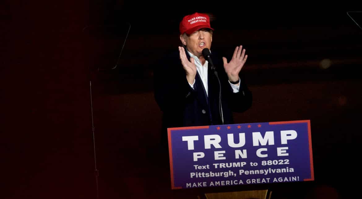 Trump was his oratorial best at swing state Pennsylvania's Moon township on November 6.