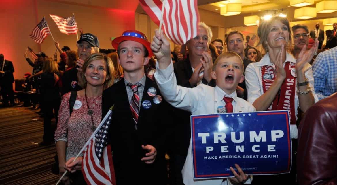 Trump supporters celebrate at an election night party in Colorado's Greenwood Village.