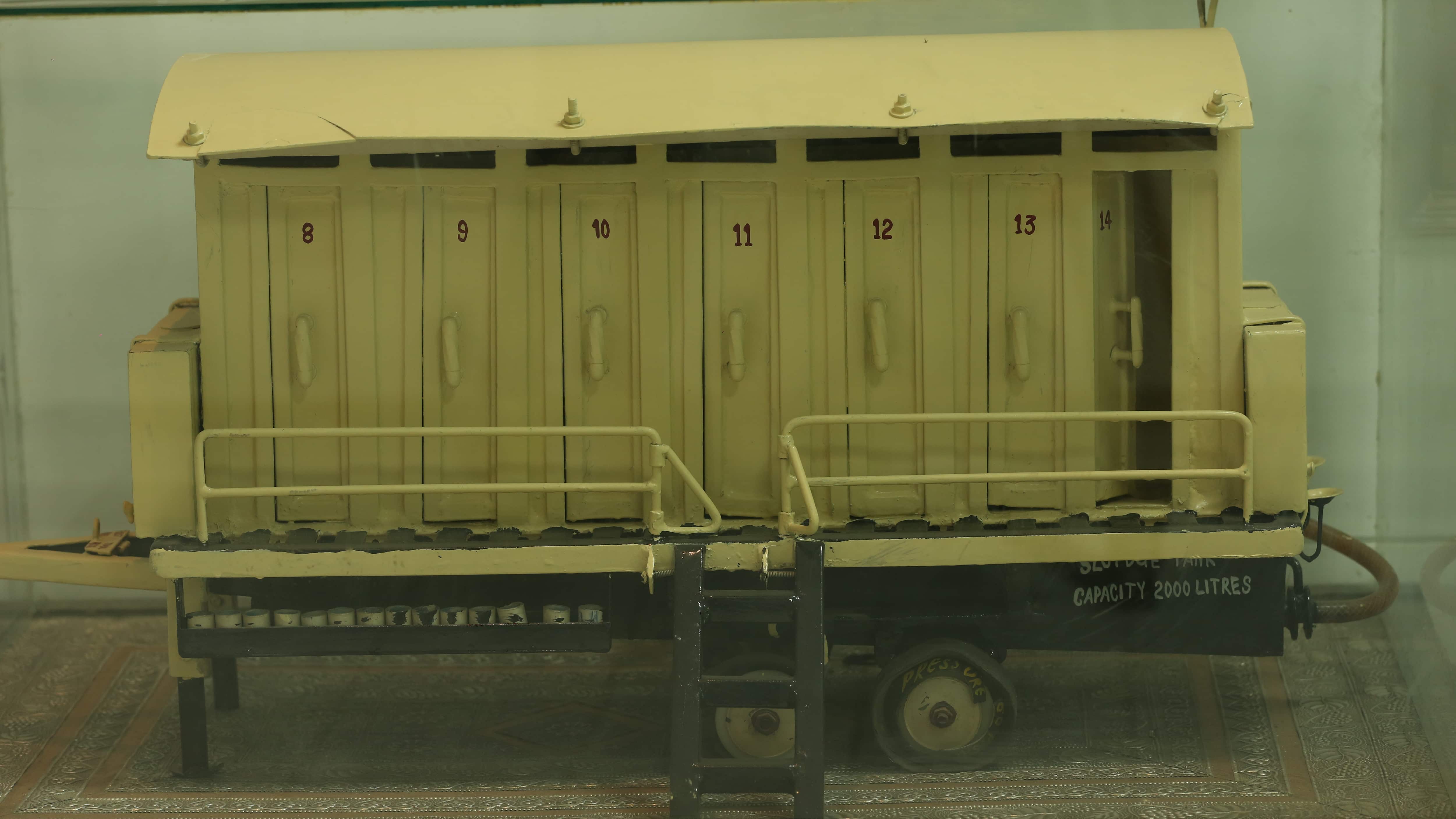 A model of line of toilets