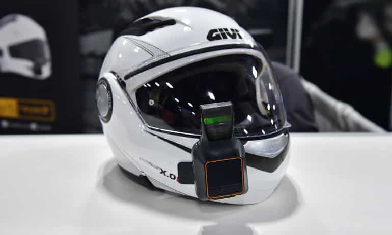 The Reyeder Heads-Up display for Motorcyclists (attached to a helmet) is displayed during the 2017 Consumer Electronic Show (CES) in Las Vegas.