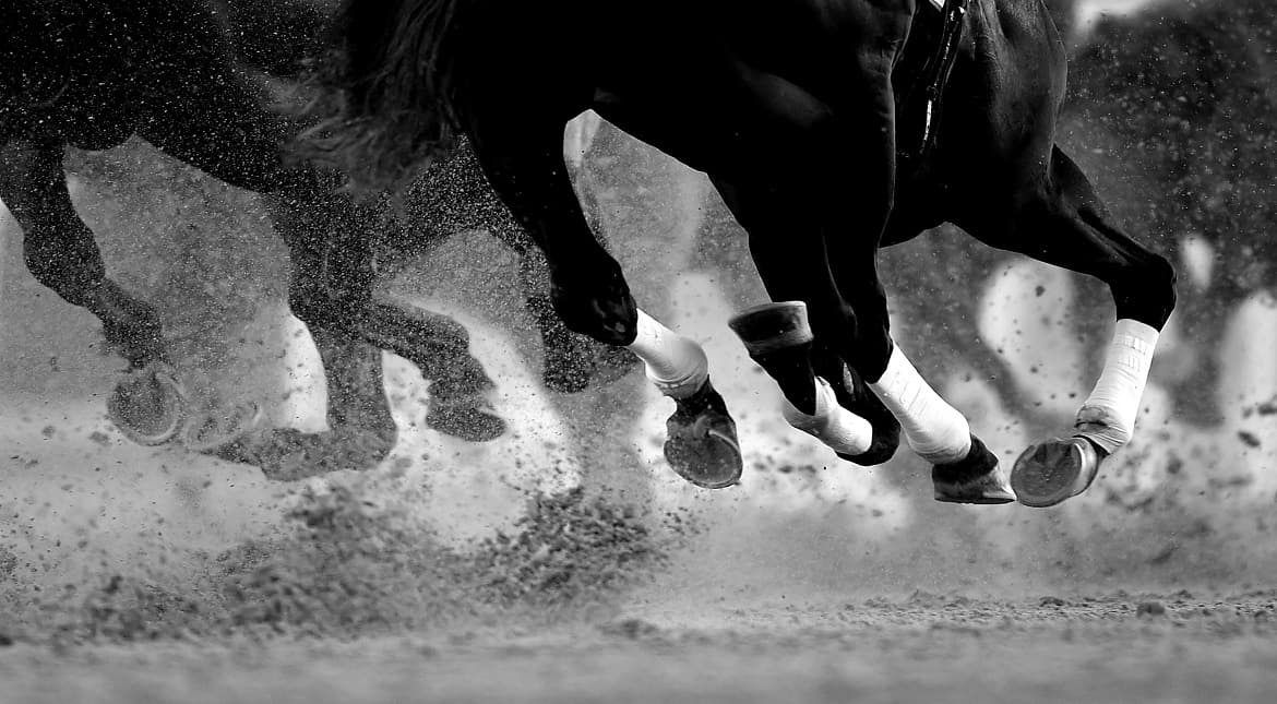 General view of action at Meydan in Dubai, United Arab Emirates.