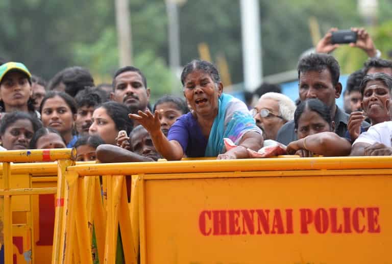 Hundreds of thousands of mourners paid an emotional final farewell to Indian politician Jayalalithaa as she is carried for a burial