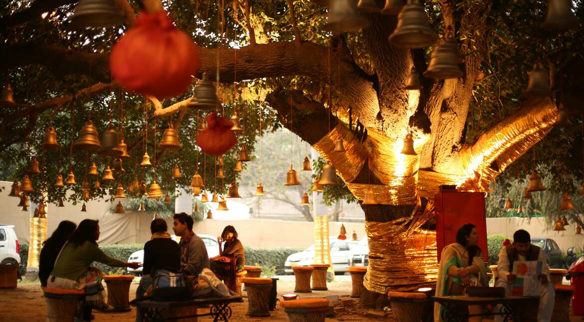 People are seen enjoying a quiet time discussing their love for literature