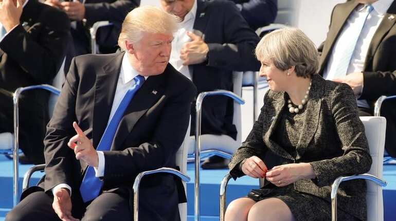 British PM Theresa May raises Manchester leaks with Trump at NATO summit