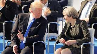 British PM Theresa May raises Manchester leaks with Trump at NATO summit