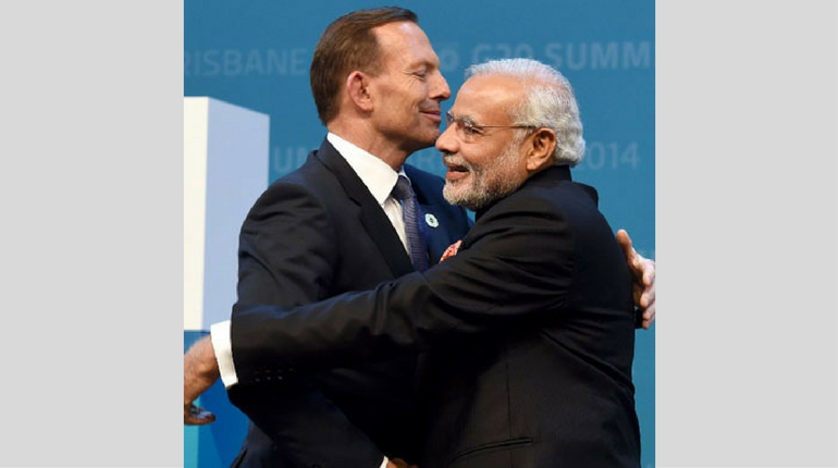 Tony Abott, former Australian PM, with PM Modi