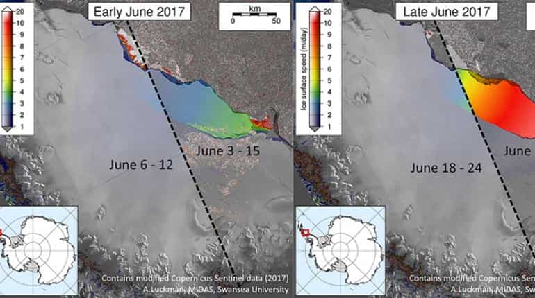 Huge Antarctic ice block snaps