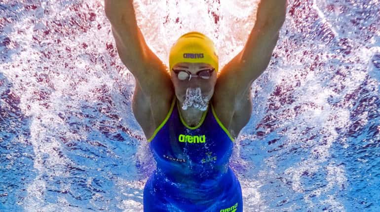 Sarah Sjostrom competes in the women's 100m butterfly final