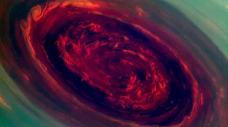 The spinning vortex from NASA's Cassini spacecraft (Source: NASA/JPL-Caltech)