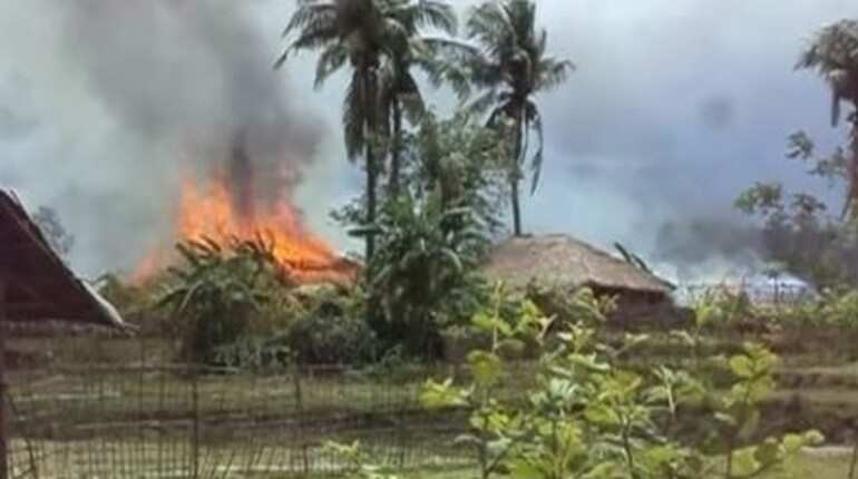 Fires rage in Rakhine as Myanmar army blames Rohingya for mosque blast