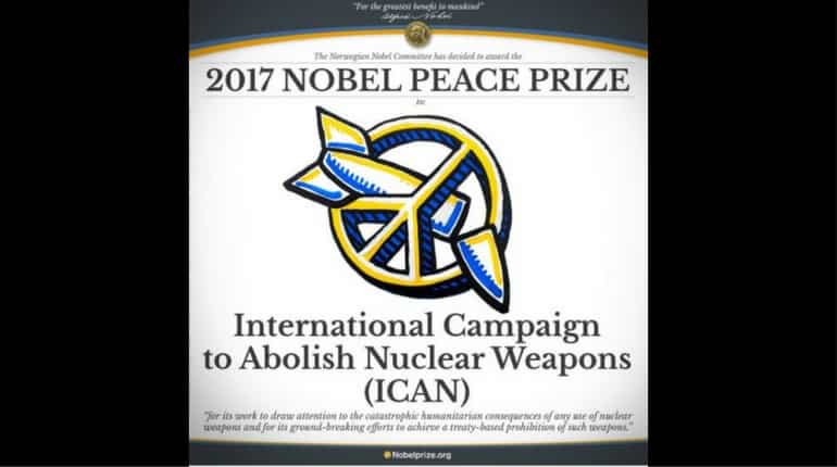 Nobel Peace Prize awarded to International Campaign to Abolish Nuclear Weapons