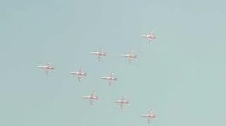 It's a bird...it's a plane...it's the Gripen formation on Air Force Day