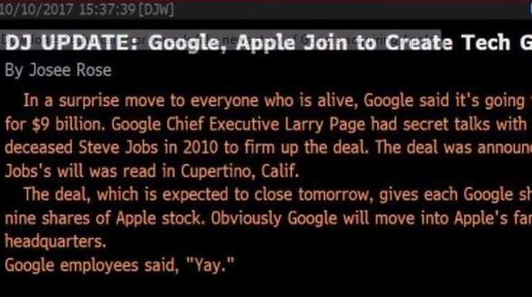 No, Google is not buying Apple. That was a false alarm