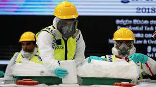 Sri Lanka destroys $108 million haul of cocaine