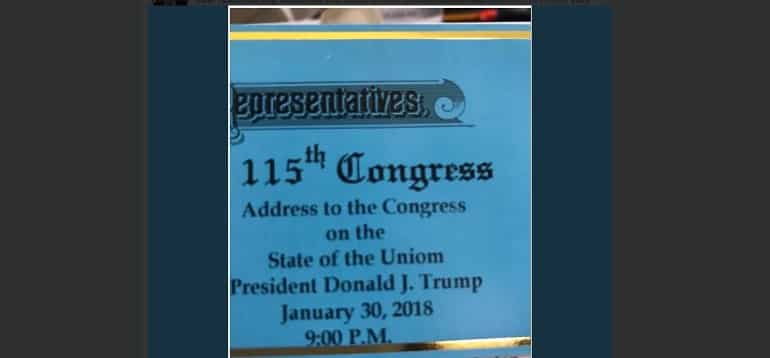 Oops: Guests invited to Trump's State of the 'Uniom'