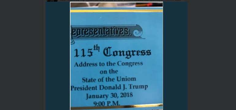 Oops: Guests invited to Trump's State of the 'Uniom'