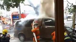 18 hurt as burning van slams into crowd in Shanghai