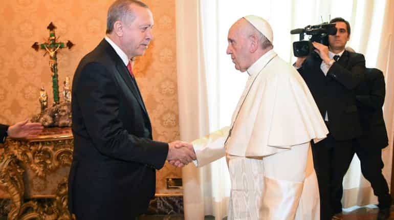 Erdogan and Pope hold talks as Rome locked down in tight security