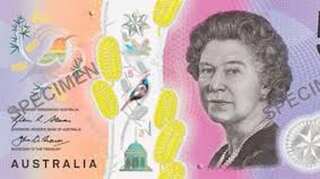 Australia's waterproof currency with rolling colour effects