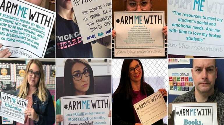 US teachers say #ArmMeWith resources, not guns US teachers say #ArmMeWith resources, not guns