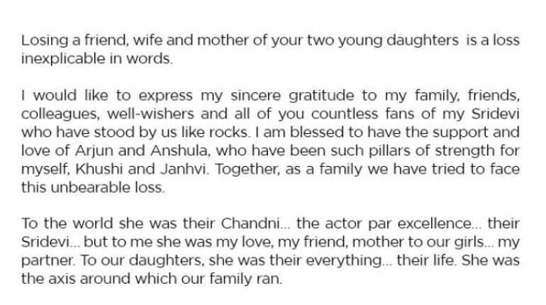 She was my love, my friend, mother to our girls: Boney Kapoor tweets out from late Sridevi's account