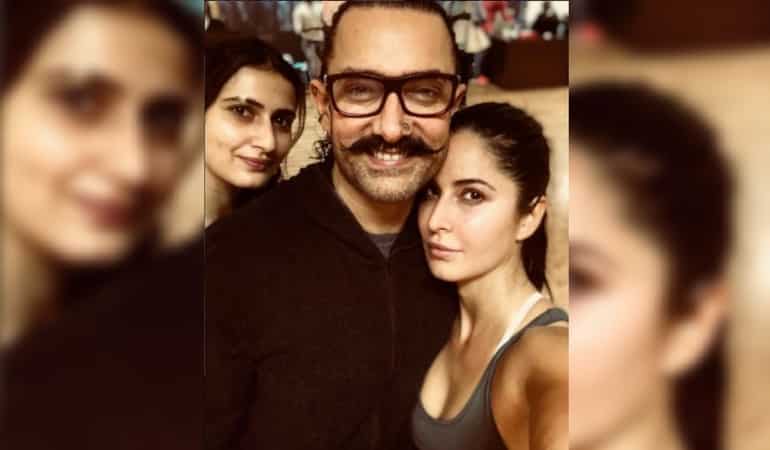 Aamir Khan rings in his 53rd birthday on Thugs of Hindostan sets with Katrina Kaif and Fatima Sana Shaikh Aamir Khan rings in his 53rd birthday on Thugs of Hindostan sets with Katrina Kaif and Fatima Sana Shaikh