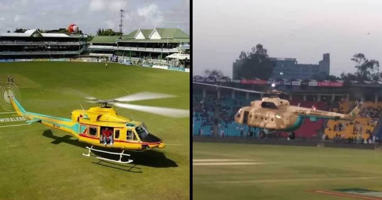 Watch: Pakistan uses military helicopter to dry wet pitch at Gaddafi Stadium Watch: Pakistan uses military helicopter to dry wet pitch at Gaddafi Stadium