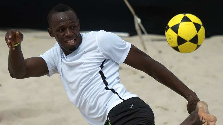 Watch: Usain Bolt scores header, but far away from getting footballer's tag