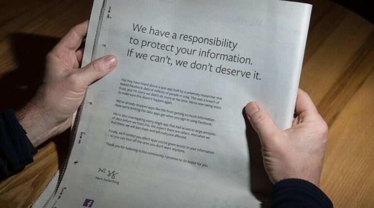 Leading British dailies carry Mark Zuckerberg's full-page apology