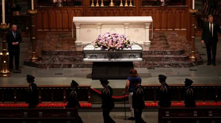 Ex-US presidents among mourners at Barbara Bush funeral