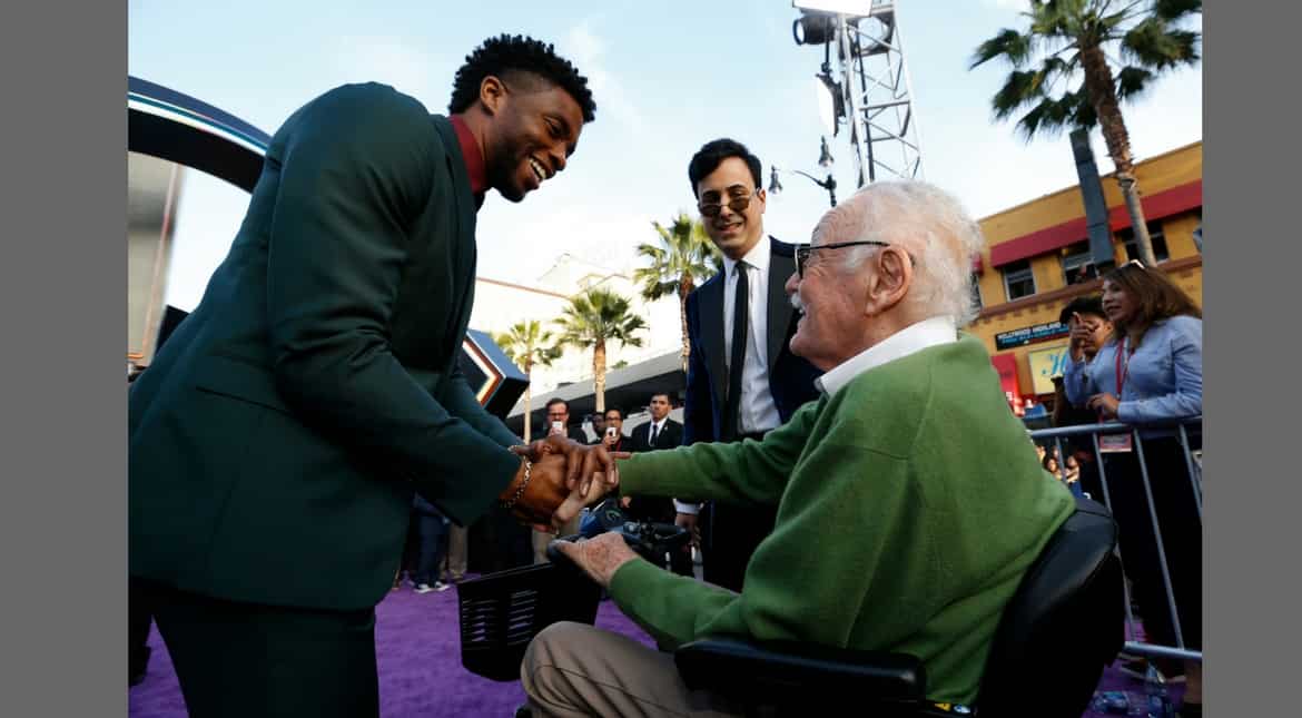 Actor Chadwick Boseman and comic book legend Stan Lee
