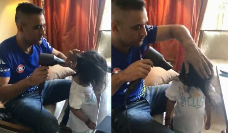 Watch: After defeating Bangalore, MS Dhoni 'back to Daddy’s duties' Watch: After defeating Bangalore, MS Dhoni 'back to Daddy’s duties'