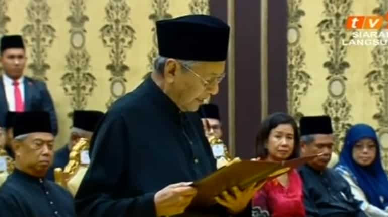 Malaysia's Mahathir sworn in as world's oldest leader after shock poll win