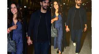 Neha Dhupia, Angad Bedi leave for honeymoon in the US after a secret wedding
