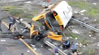Two dead, 43 injured in New Jersey school bus torn apart in crash