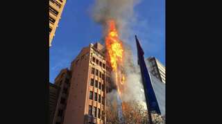 Spectacular blaze engulfs office building in Australia's Sydney