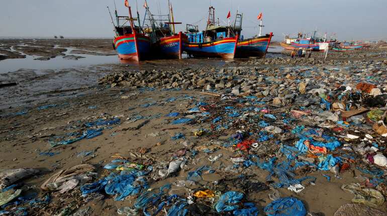 World Environment Day: Vietnam beach awash with tide of blue waste
