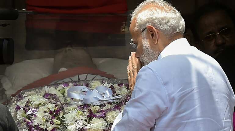 PM Modi pays last respect to Karunanidhi