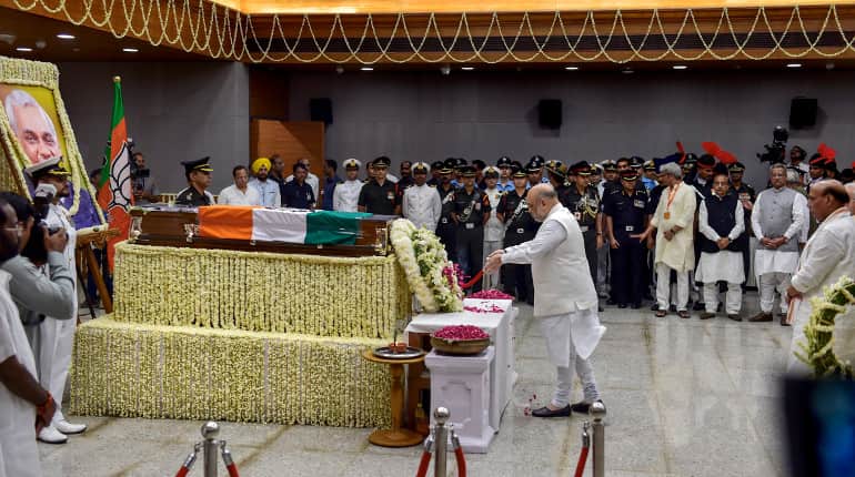 Funeral procession of former PM at BJP head office