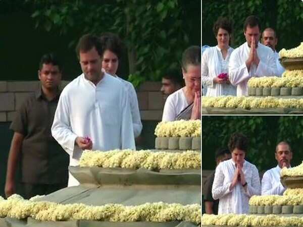 Sonia, Rahul pay tribute to Rajiv Gandhi on his birth anniversary Sonia, Rahul pay tribute to Rajiv Gandhi on his birth anniversary