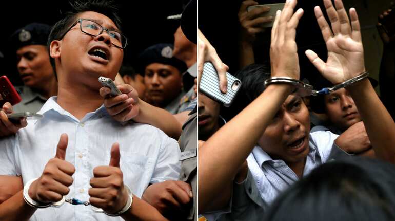 Rally held outside Myanmar UK embassy for Reuters reporters