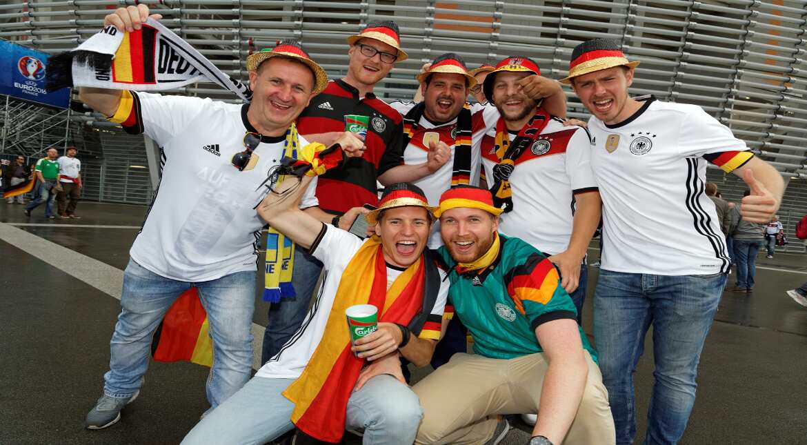 German fans gatherprior to the UEFA EURO 2016 Group C match between Germany and Ukraine at Stade Pierre-Mauroy on June 12, 2016 in Lille, France. (Photo by Sylvain Lefevre/Getty Images)